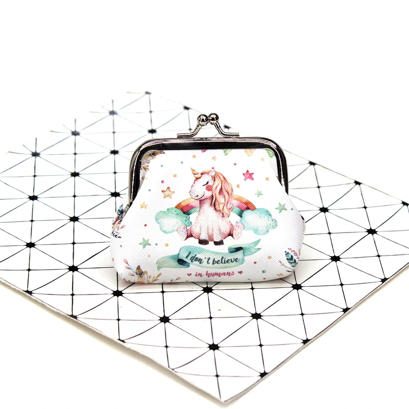 Factory wholesale unicorn print coin purse cartoon creative lady purse