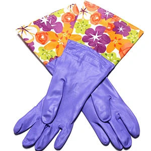 Winter Double Layer Thickening Wholesale PU Safety Work Glove Cheap Kitchen Hand Long Cuff Latex Gloves