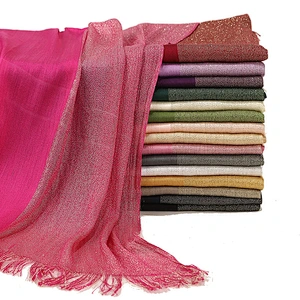 Wholesale Fringed Gold Silk Plain Color Breathable Cotton Muslim Scarf