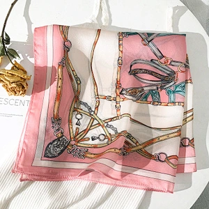 Spring new female fashion small silk scarf chain pattern neck satin scarf bandana for women