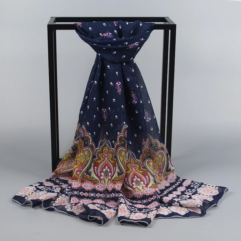 Customized gifts 50 * 160CM ladies scarf pattern printed chiffon sunscreen shawl scarf