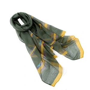 Autumn and winter women wild water ripple gold thread solid long organza shawl scarf