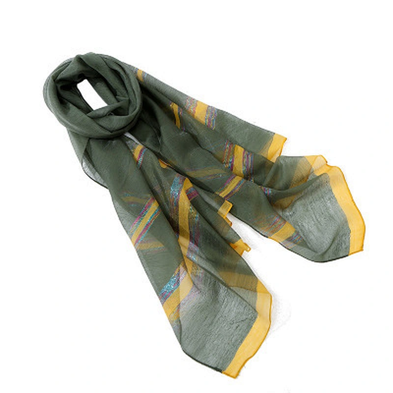 Autumn and winter women wild water ripple gold thread solid long organza shawl scarf