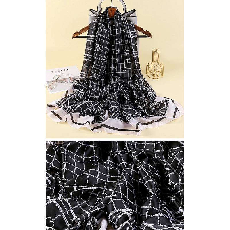 New Satin Silk Scarf Female Spring Fashion Brand Korean Version Silk Air Conditioning Shawl Beach Scarves