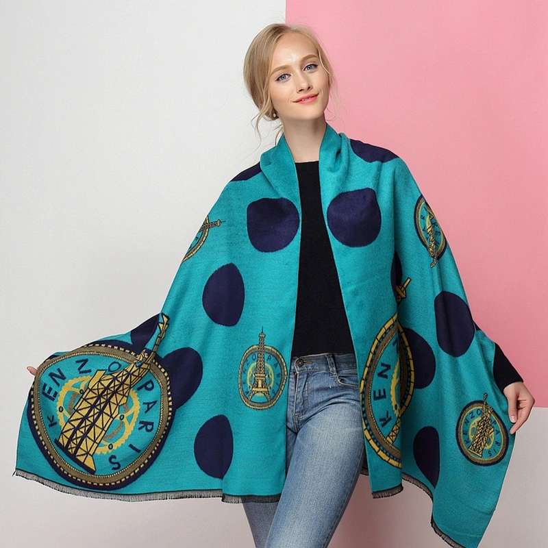 2020 New Fashion Brand European American Style Iron Tower Ladies Cashmere Tassel Warm Scarf Female Shawl