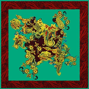 Floral female twill silk shawl scarf printed dual-purpose large square sunscreen scarf