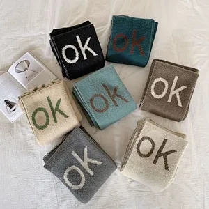 OK Letter Cashmere Scarf Female Winter Lengthened Thickened Students Keep Warm Scarf