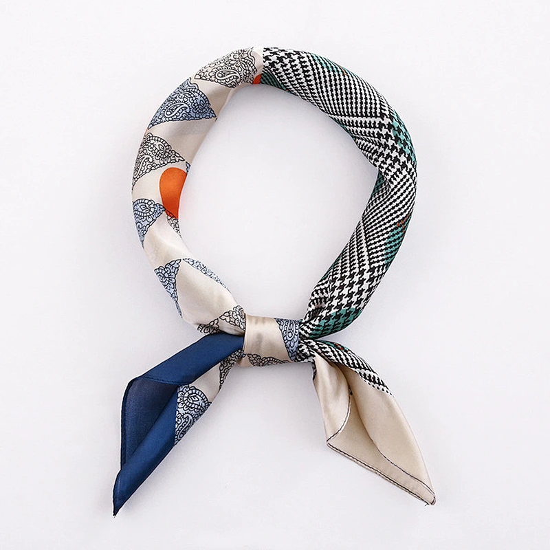 Spring and autumn polka dot houndstooth 70CM scarf multifunctional bound printed silk square scarf