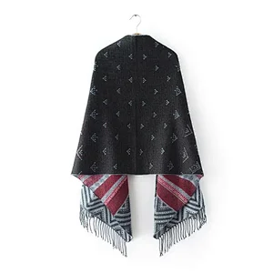 New autumn winter ethnic style jacquard cashmere tassel scarf women's casual all-match scarf shawl
