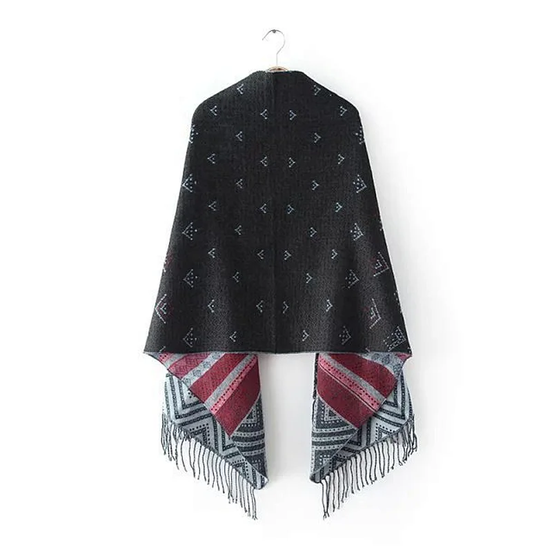 New autumn winter ethnic style jacquard cashmere tassel scarf women's casual all-match scarf shawl