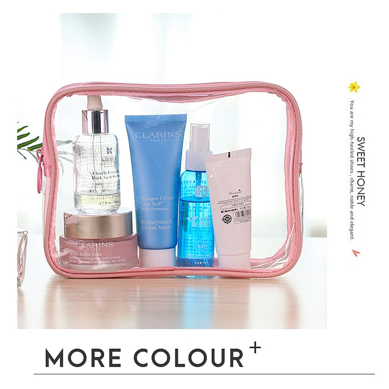 Custom Women Clear Matte Makeup Organizer Pouches Tote Travel Bags Transparent PVC Cosmetic Bag