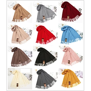 Wool Spinning Scarf Women Winter Thick Warm Red Shawl Scarf Pure Color Men Wool Cashmere Scarf
