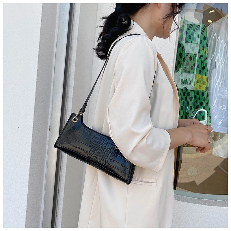 Wholesale Luxury Baguette Shoulder Bags 2021 Fall Alligator Crocodile Pattern Handbags for Women Casual Tote