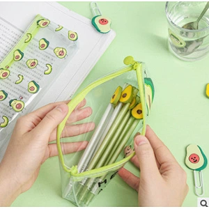 Ins Popular Cute Avocado Transparent Pencil Case Cartoon Pencil Case Bag For Girls