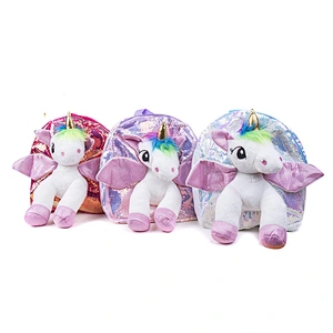 Plush unicorn cartoon kindergarten school bag cute children small backpack girl backpack