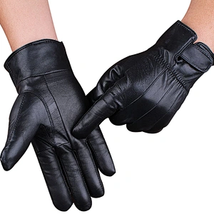 New Autumn Winter Cycling Leather Gloves Windproof Outdoor Cycling Motorcycle Warm  Cashmere Men'S Leather Gloves Wholesale