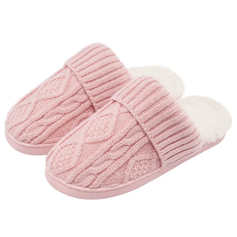 Male Autumn Winter Thick-Soled Cotton Slippers Female Home Couple Household Woolen Yarn Indoor Warm Cotton Slippers