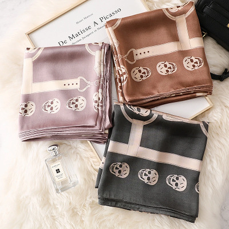 Spring and summer new trend scarf female simulation silk scarf travel beach sunscreen beach towel
