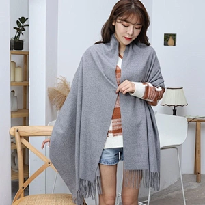 Wool Spinning Scarf Women Winter Thick Warm Red Shawl Scarf Pure Color Men Wool Cashmere Scarf
