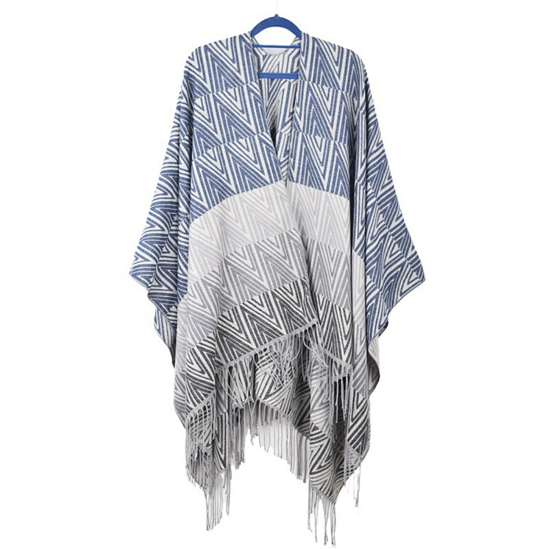 Factory Direct 2020 New Geometric Cloak Shawl European American Fringed Dual-Use Shawl Blanket