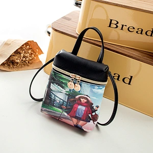 Hot Sale Cartoon Cute Printing Small Square Bag Women'S Shoulder Diagonal Bag Ladies Backpack