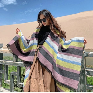Wholesale Striped Scarf Women Korean Summer Desert Travel Shawl Thickened Cloak