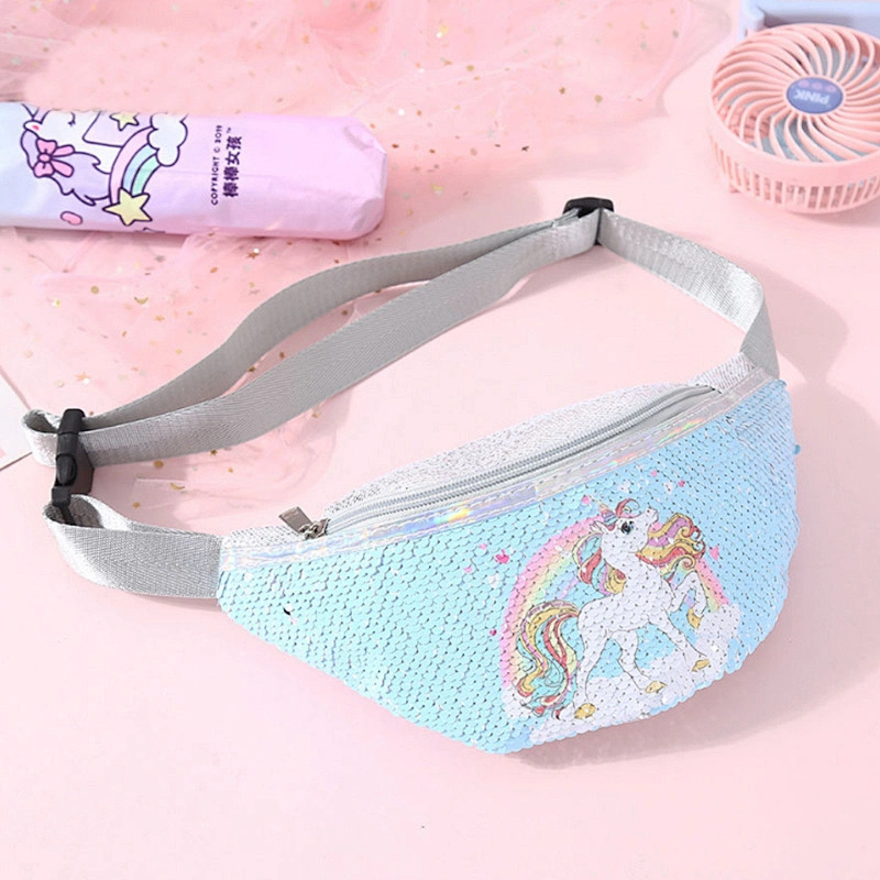 New Design Women Crossbody Bag Reversible Sequin Glitter Fanny Pack Ladies Outdoor Sports Unicorn Waist Bag For Girls