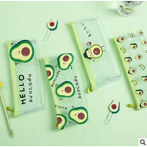 Ins Popular Cute Avocado Transparent Pencil Case Cartoon Pencil Case Bag For Girls