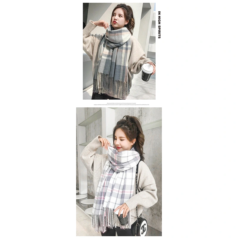 Wholesale Plaid Scarf Women'S Autumn Winter Shawl New Korean Version Students Cute Little Ladies Scarf