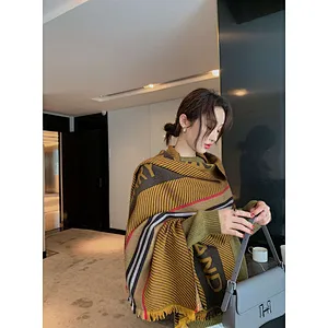 Brand Scarf Double-Sided Letter Tassel Scarf European American Style Winter Warmth Long Shawl Dual-Use Scarf
