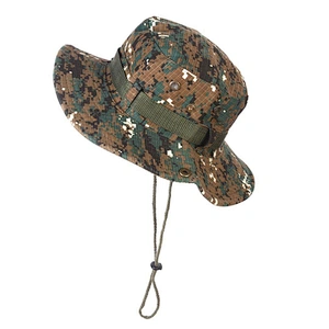 Unisex Wide Brim Sun Logo Summer Protection Camouflage Fisherman Bucket Hat Custom