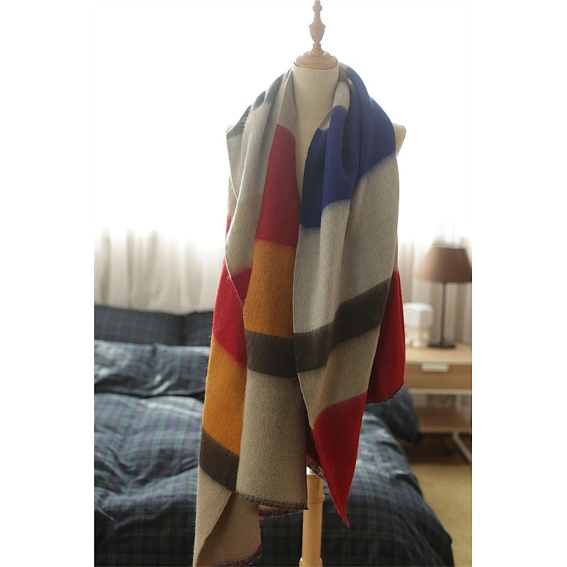 Scarves Trendy Thick Autumn Winter Style Personality Colorful Stripes Cashmere Shawl
