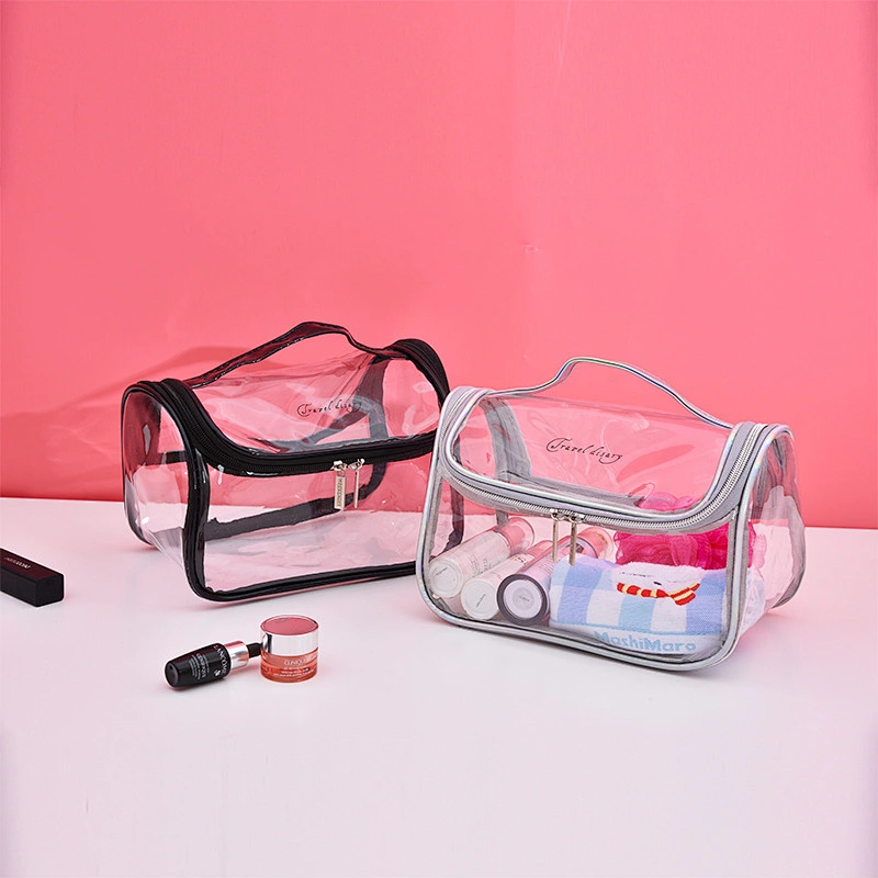 New Design Wholesale Popular PVC Eco Friendly Transparent Waterproof Handbag Big Capacity Makeup Cosmetic Bag