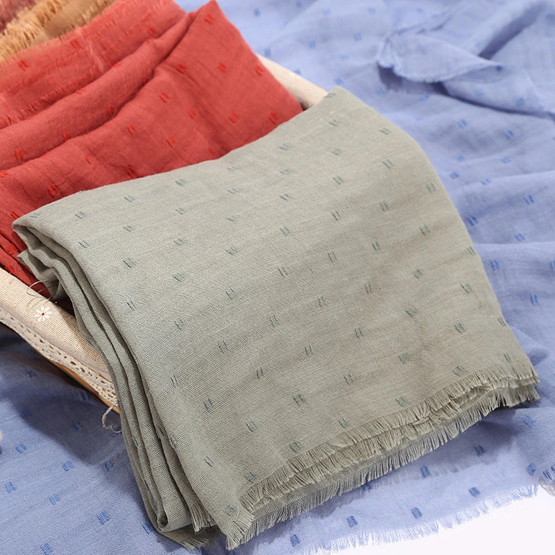 Hot sale cotton and linen solid sunscreen shawl islamic malaysian cotton hijabs scarf