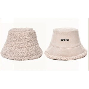 Ladies Suede Embroidered Logo Women Winter Double Sided Reversible Suede Bucket Hat