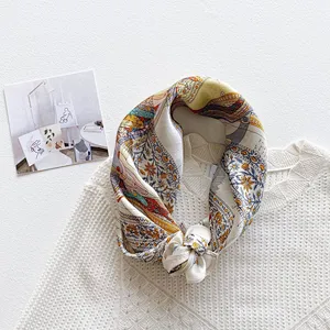2020 new ladies 53cm carriage chain pegasus printing satin silk hair scarf  with logo