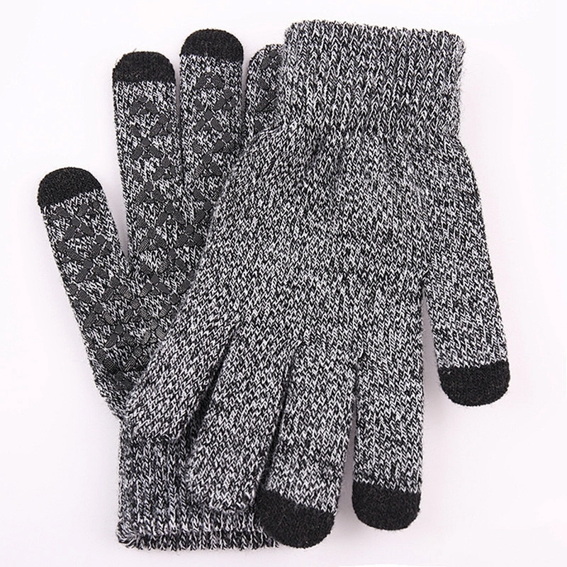 Wholesale Knitted Warm Gloves Men'S Winter Thickened Non-Slip Wool Outdoor Custom Touch Screen Gloves