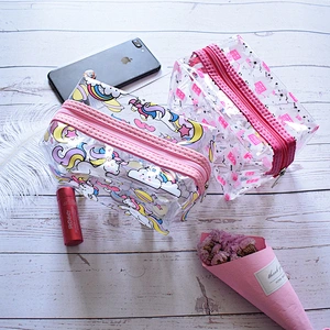 High Quality Retail Cartoon Unicorn Dinosaur Printing PVC Waterproof Cosmetic Makeup Bag
