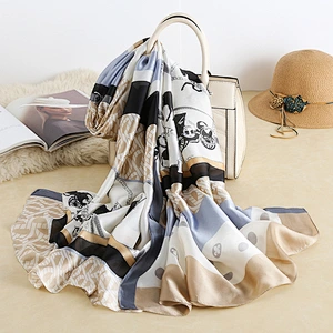 2020 Factory Direct Spring Summer Silk Satin Scarf Female Beach Sunscreen Silk Scarf Shawl