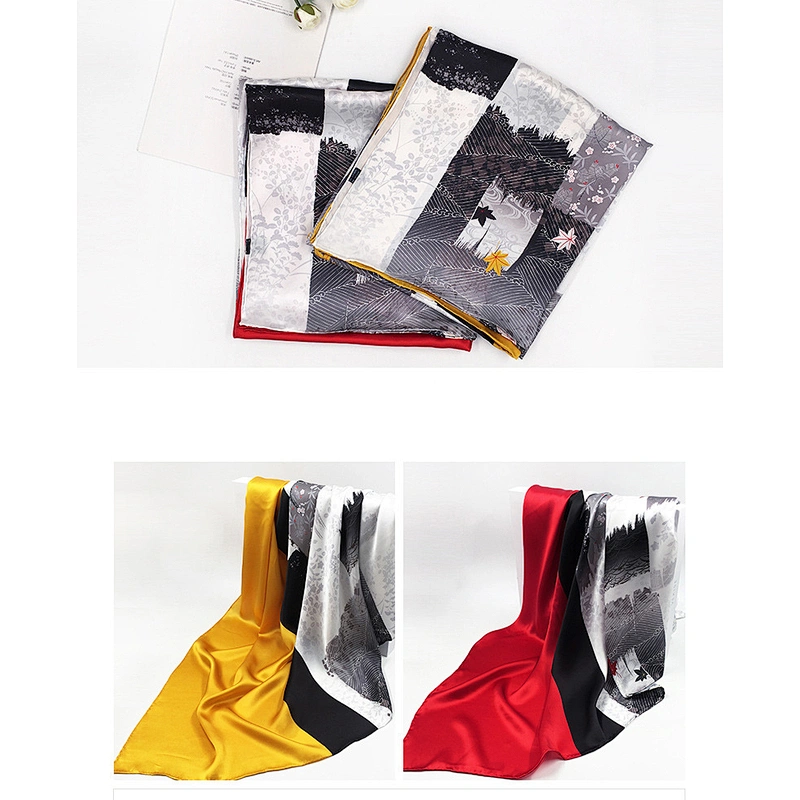 Autumn Winter New Style Maple Leaf Pattern Silk Scarves European American Large Square Silk Scarves Shawl