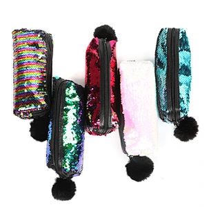 New Style Trendy Plush Ball Zipper Creative Portable Practical Sparkling Sequin Makeup Bags For Ladies