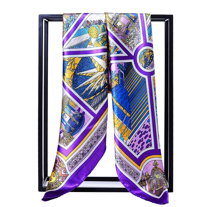Hot sale Europe and the United States new printing simulation silk satin scarf scarf large square shawl multi-style wholesale