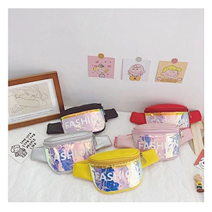 2020 New Fanny Pack Girls Waist Bag PU Laser Chest Bag Fashion Print Unisex Kids Children Crossbody Bag Purses