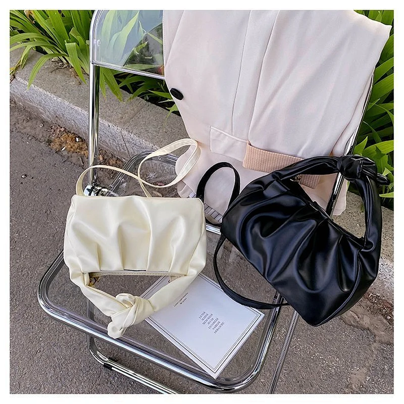 2020 Luxury New Design Cloud Shape Style Pleated Flap Handbags Small Cute Bow Dumpling Clutch Bags