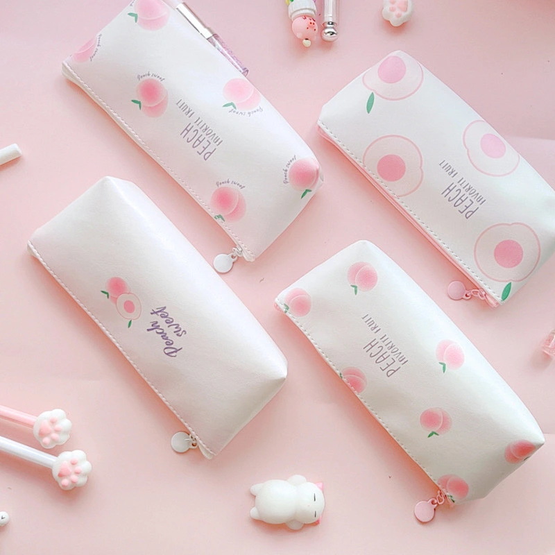 Japanese Creative Large-Capacity Pencil Case Female Simple Korean Cute Peach Children Stationery Bag