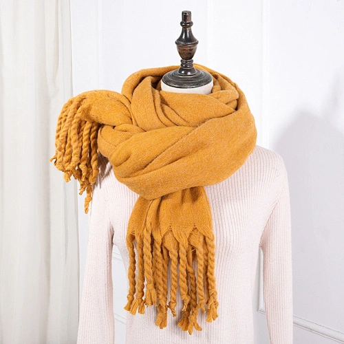 Handmade Solid Color Winter Warm Scarf Brand Pashmina Shawls Soft Female Tassel Cashmere Women Scarf