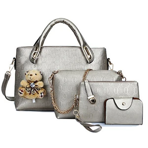 Fashion Cork Fabric Wholesale Tassel toy pendant Pu Leather Lady Handbag Sets ladies bags designer 4 piece handbag set