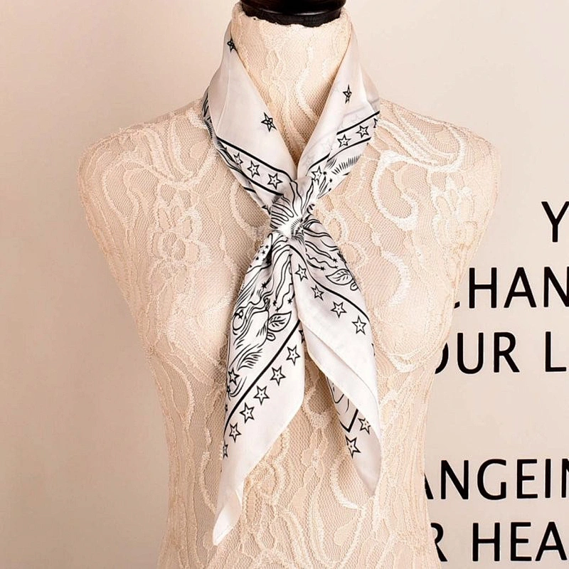 Elegant Print Small Square Scarf Soft Pink Women'S Silk Scarf Can Be Customized