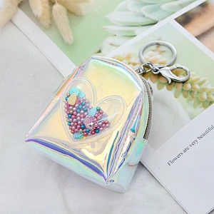 Hot sale laser love coin purse creative mini lady backpack zipper coin purse factory wholesale