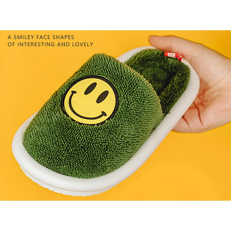 Wholesale Autumn Winter Cute Smiling Cotton Slippers Female Household Parent-Child Indoor Non-Slip Children Home Slippers